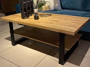 Miniaturka 5 - Ława dębowa loft z metalowymi nogami aranżacja salon