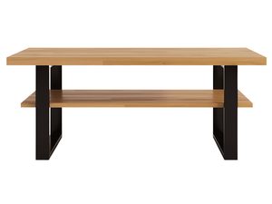 Miniaturka 1 - Ława dębowa loft z metalowymi nogami i półką widok frontalny