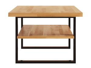 Miniaturka 2 - Ława dębowa loft z metalowymi nogami i półką widok boczny