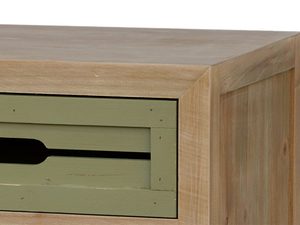 Miniaturka 1 - Detal drewnianej szafki z dekoracyjnymi frontami w stylu retro kolor zielony