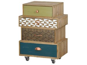 Miniaturka 6 - Drewniana szafka nocna z trzema szufladami w stylu vintage kolor zielony