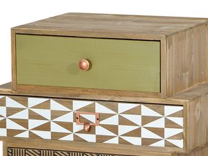 Miniaturka 2 - Drewniana szafka nocna z dekoracyjnymi frontami w stylu vintage kolor zielony