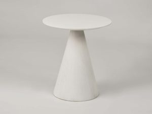 Miniaturka 1 - Biały stolik kawowy z okrągłym blatem na stożkowej podstawie