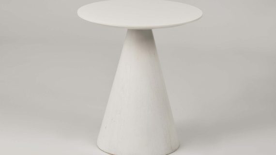 Miniaturka 1 - Stolik z okrągłym białym blatem i stożkową podstawą – Florence