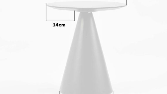 Miniaturka 9 - Stolik z okrągłym białym blatem i stożkową podstawą – Florence