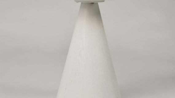 Miniaturka 2 - Stolik z okrągłym białym blatem i stożkową podstawą – Florence