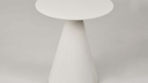 Miniaturka 4 - Stolik z okrągłym białym blatem i stożkową podstawą – Florence
