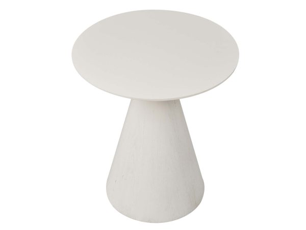 Stolik z okrągłym białym blatem i stożkową podstawą – Florence