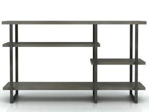 Miniaturka 4 - Regał z drewna akacji i MDF, półki na stalowej ramie, styl industrialny
