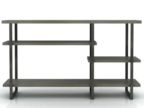 Regał z drewna akacji i MDF, półki na stalowej ramie, styl industrialny