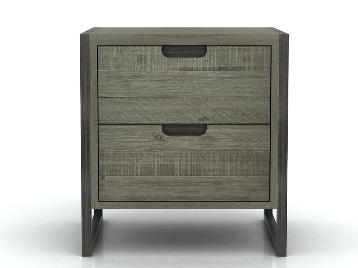 Loftowa szafka nocna z metalowymi nogami i przytulnym wykończeniem – Vento