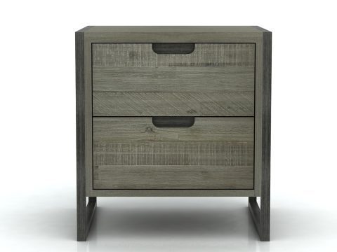 Szafka nocna z drewna dębowego w kolorze szarości do nowoczesnej sypialni