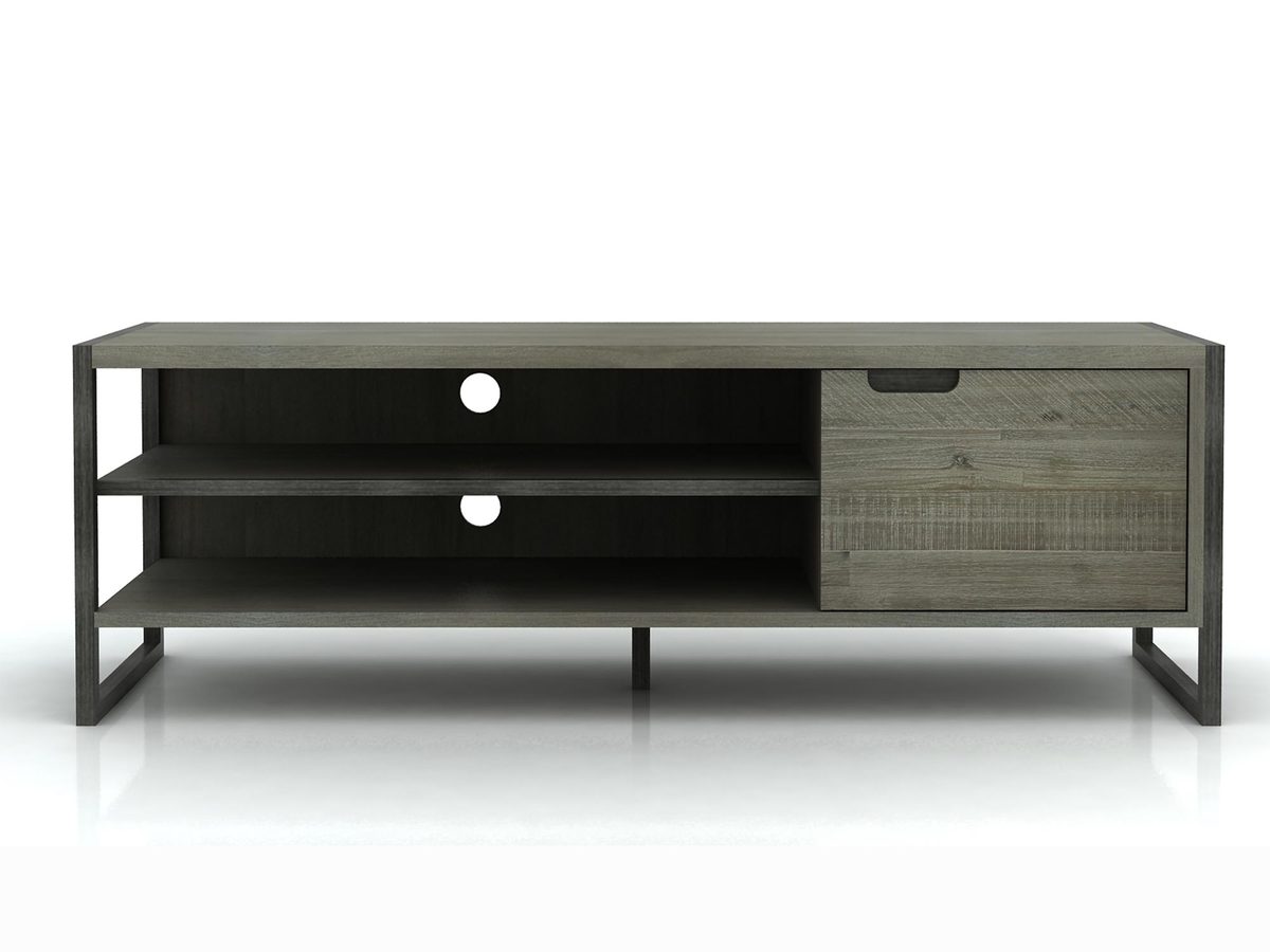 Komoda RTV loftowa z frezowanymi uchwytami i grafitowymi nogami – Vento