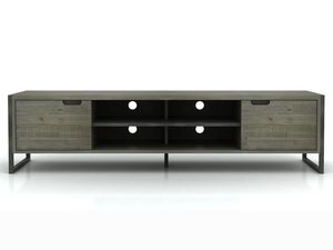 Miniaturka 4 - Komoda RTV z MDF i akacją, styl loftowy, ciemne drewno, stalowe nogi