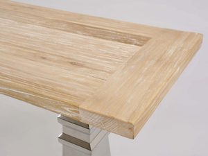 Miniaturka 9 - Konsola glamour z intarsją w naturalnym drewnie i stalowymi nogami – Luxe