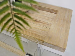 Miniaturka 13 - Konsola glamour z intarsją w naturalnym drewnie i stalowymi nogami – Luxe