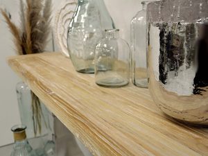 Miniaturka 14 - Konsola glamour z intarsją w naturalnym drewnie i stalowymi nogami – Luxe