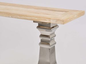 Miniaturka 2 - Konsola glamour z intarsją w naturalnym drewnie i stalowymi nogami – Luxe
