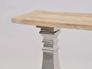 Miniaturka 3 - Konsola glamour z intarsją w naturalnym drewnie i stalowymi nogami – Luxe