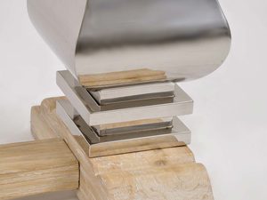 Miniaturka 5 - Konsola glamour z intarsją w naturalnym drewnie i stalowymi nogami – Luxe