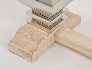 Miniaturka 6 - Konsola glamour z intarsją w naturalnym drewnie i stalowymi nogami – Luxe