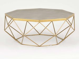 Miniaturka 1 - Stolik kawowy w stylu glamour z geometryczną ramą i cementowym blatem – Luxe