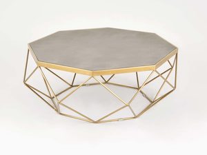 Miniaturka 2 - Stolik kawowy w stylu glamour z geometryczną ramą i cementowym blatem – Luxe