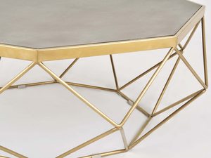 Miniaturka 3 - Stolik kawowy w stylu glamour z geometryczną ramą i cementowym blatem – Luxe