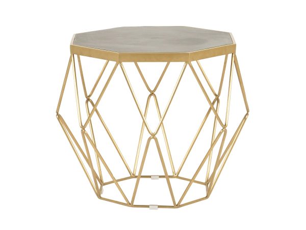 Stylowy Stolik na złotej ramie z szarym betonowym blatem – Luxe