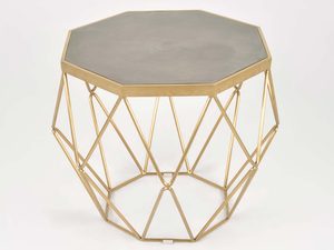 Miniaturka 3 - Złoty stolik boczny ośmiokątny z szarym blatem
