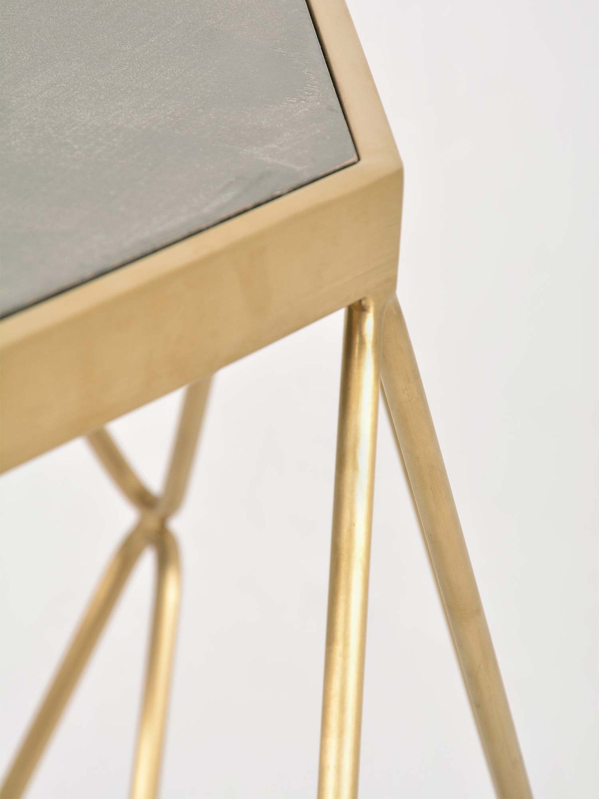 Pomocniczy stolik glamour ośmiokątny złoto szary