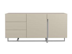 Miniaturka 4 - Beżowa komoda z MDF i trzema szufladami, stalowa rama, styl skandynawski