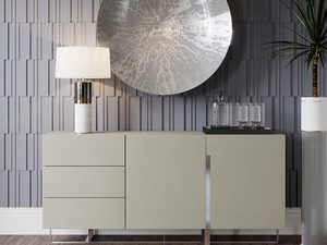 Miniaturka 2 - Jasna komoda MDF w stylu loftowym z dekoracyjną aranżacją ścienną