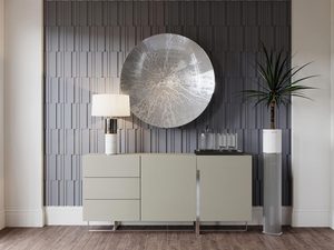 Miniaturka 3 - Beżowa komoda z MDF i stalową podstawą, elegancki styl nowoczesny