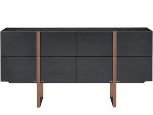 Miniaturka 4 - Zestaw komód z MDF i okleiną dębową, nowoczesny design, stalowe akcenty