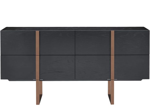 Zestaw komód z MDF i okleiną dębową, nowoczesny design, stalowe akcenty