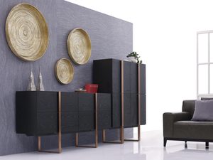 Miniaturka 3 - Czarne komody MDF z elementami ze stali nierdzewnej, salon w stylu loft