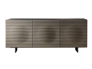 Miniaturka 2 - Komoda z falistymi lamelami szarobeżowa metalowe nogi
