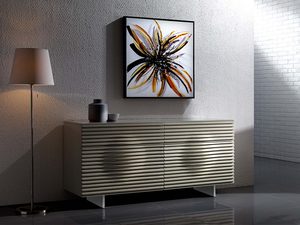 Miniaturka 1 - Komoda modern classic w piaskowym połysku z 6 szufladami – Brooklyn