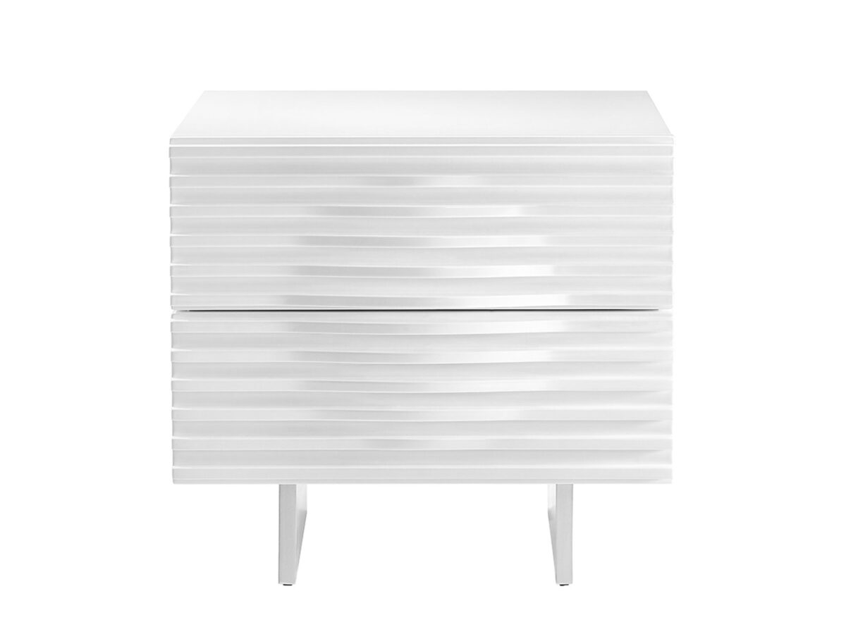 Szafka nocna modern classic w białym połysku z dwoma szufladami – Brooklyn