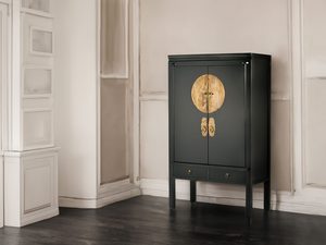 Miniaturka 8 - Klasyczna szafka z azjatyckimi zdobieniami w kolorze czarnym i złotym