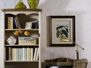 Miniaturka 2 - Rustykalny kącik czytelniczy z zielonym fotelem i drewnianym regałem, przytulne wnętrze rustykalne.