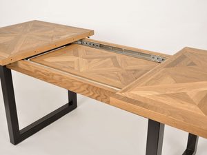 Miniaturka 3 - Stół rozkładany z intarsją z olejowanego dębu i czarnym stelażem