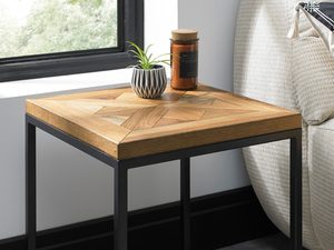 Miniaturka 3 - Kwadratowy stolik pomocniczy z dębu i metalowej konstrukcji