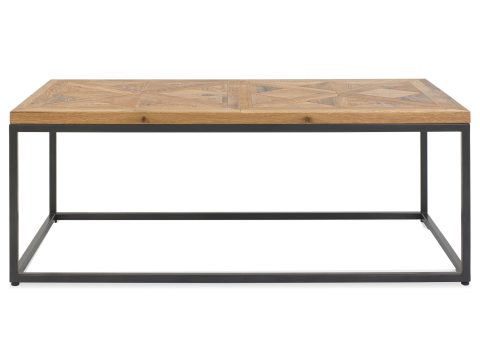 Prosty stolik industrialnyz drewna dębowego z geometrycznym wzorem