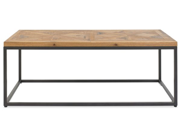 Prosty stolik industrialnyz drewna dębowego z geometrycznym wzorem