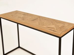 Miniaturka 2 - Stolik boczny z intarsją z dębu olejowanego i czarną podstawą