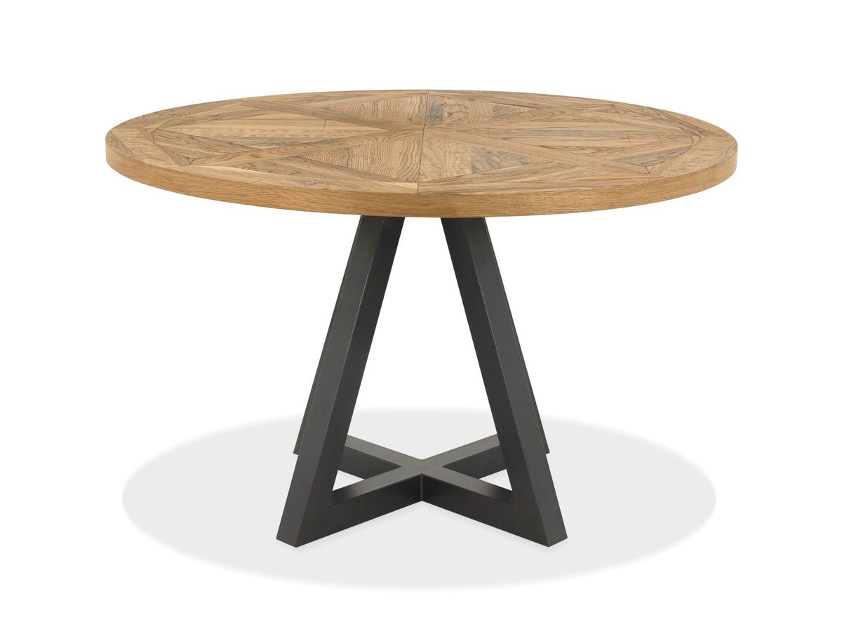 Okrągły stół loftowy z stalowym stelażem i drewnianym blatem – Karma