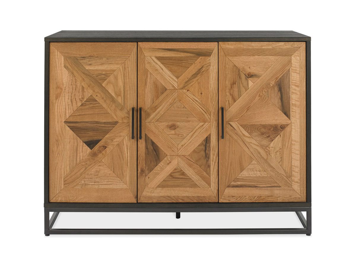 Komoda loftowa z intarsją X i stalową konstrukcją – Karma