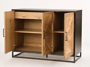 Miniaturka 1 - Komoda z naturalnego dębu z intarsją i praktycznym wnętrzem